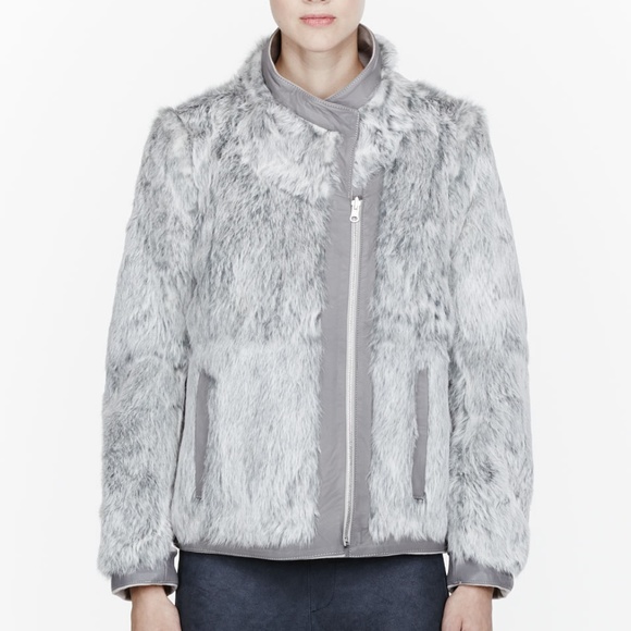 Helmut Lang Jackets & Blazers - Helmut Lang Reversible Felt Coat with Fur Trim